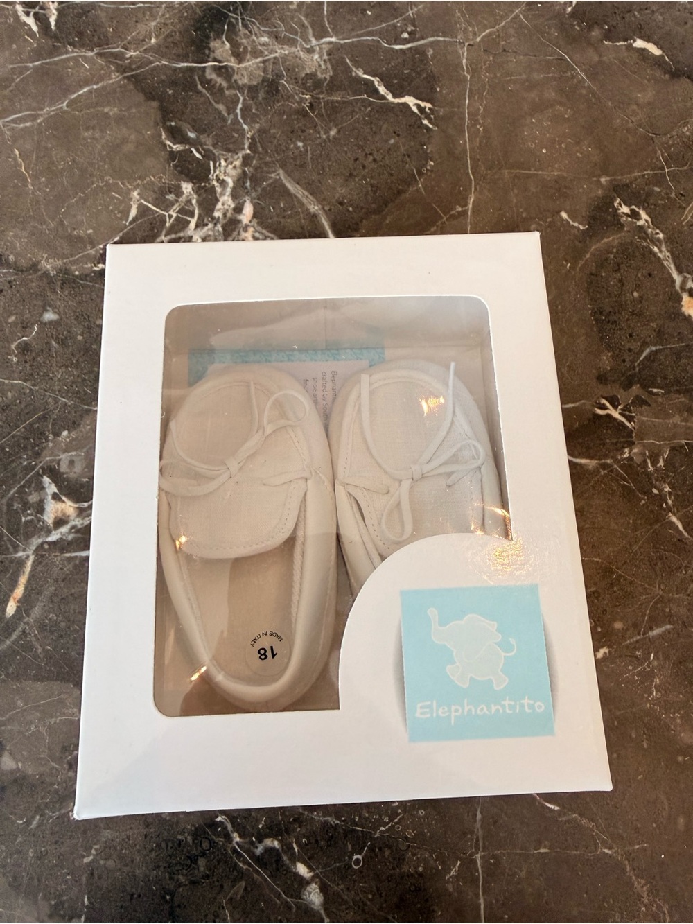 Elephantito White Canvas Baby Moccasins Size 4 (9-12mo)